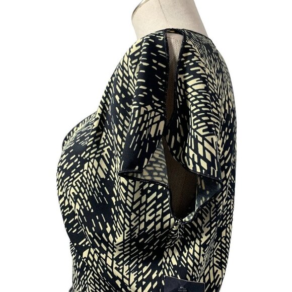 Kenneth Cole Split Sleeve Print Wrap Dress Khaki/Black, Sz Medium Style#QBMU2805 - Picture 3 of 12